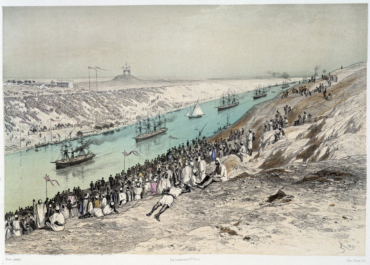 Kulku El-Guisriin G. Nicolen Suezin kanavan avajaisissa. 1869 tekijältä Edouard Riou