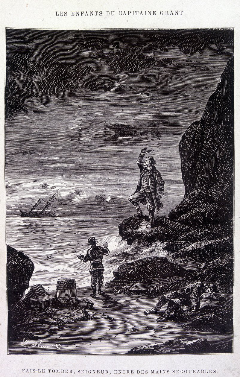 Vie hänet, Herra, masentuneisiin käsiin! Jules Vernen elokuvassa Les Enfants du Capitaine Grant tekijältä Edouard Riou