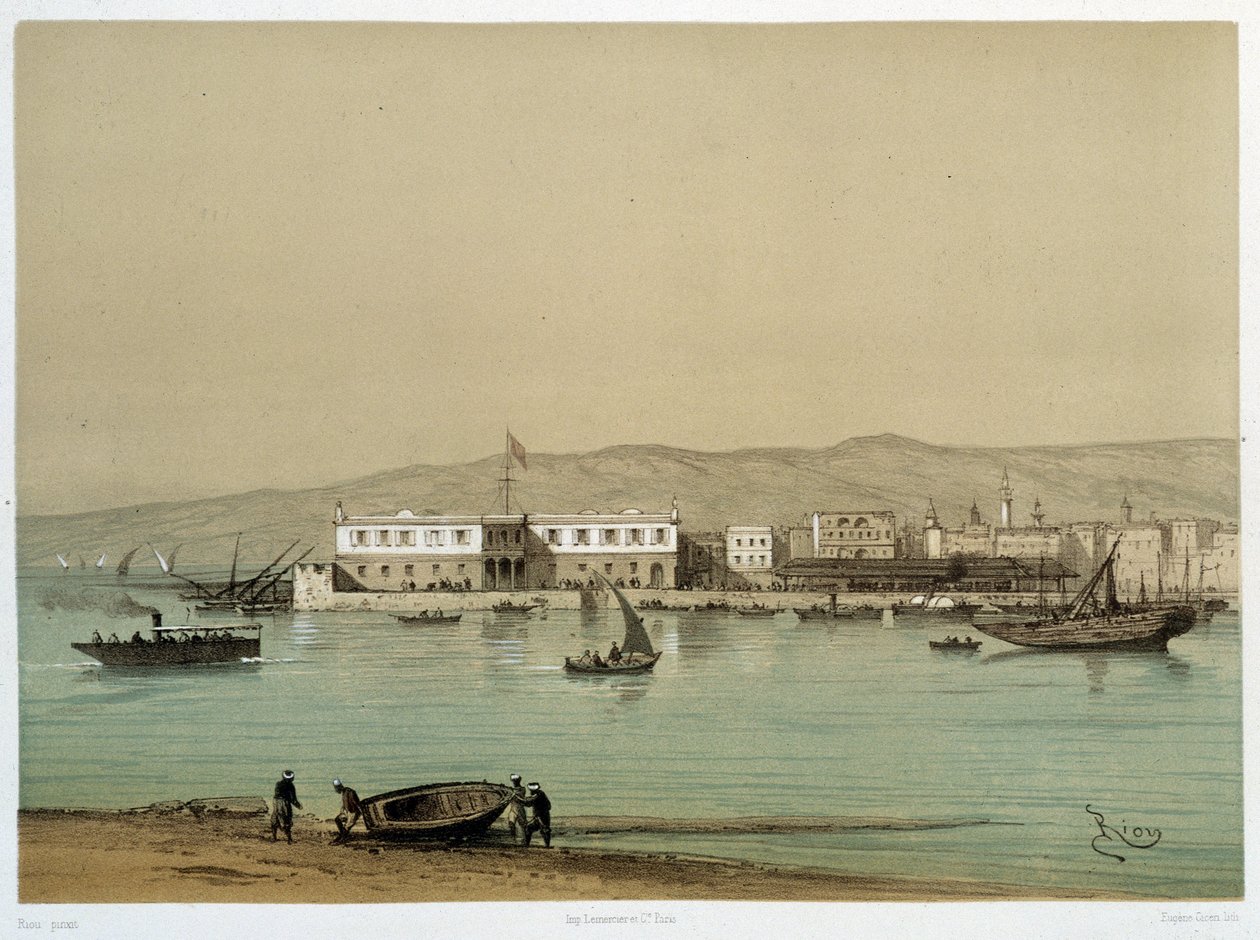 Näkymä kanavalle G. Nicolen Canal de suezin avajaisissa. 1869 tekijältä Edouard Riou