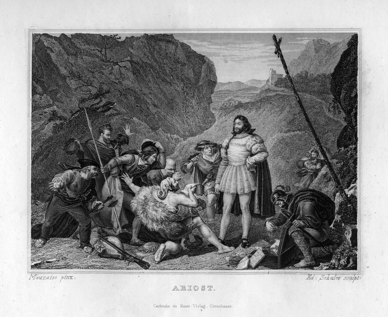 "Ariosto, ryöstöjen kunnioittama", 1833 tekijältä Edouard Schuler
