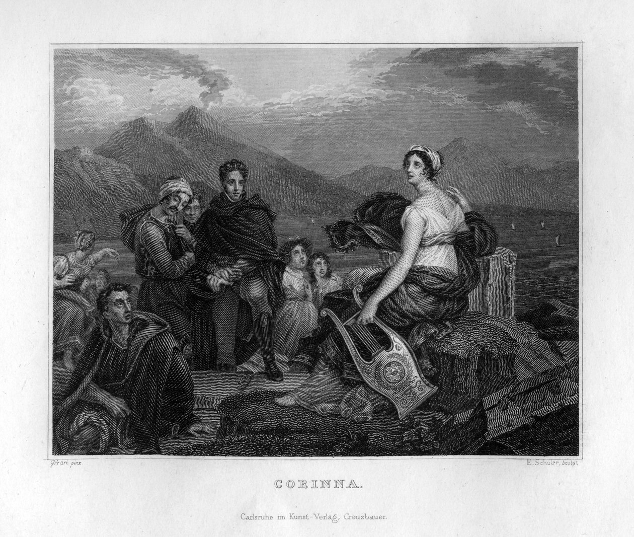 Corinna, muinainen kreikkalainen runoilija, 1833 tekijältä Edouard Schuler