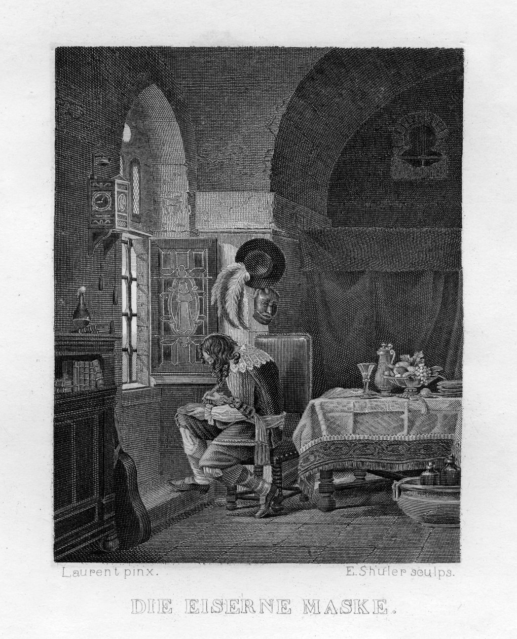 "Mies rautanaamiossa", vuodelta 1833 tekijältä Edouard Schuler