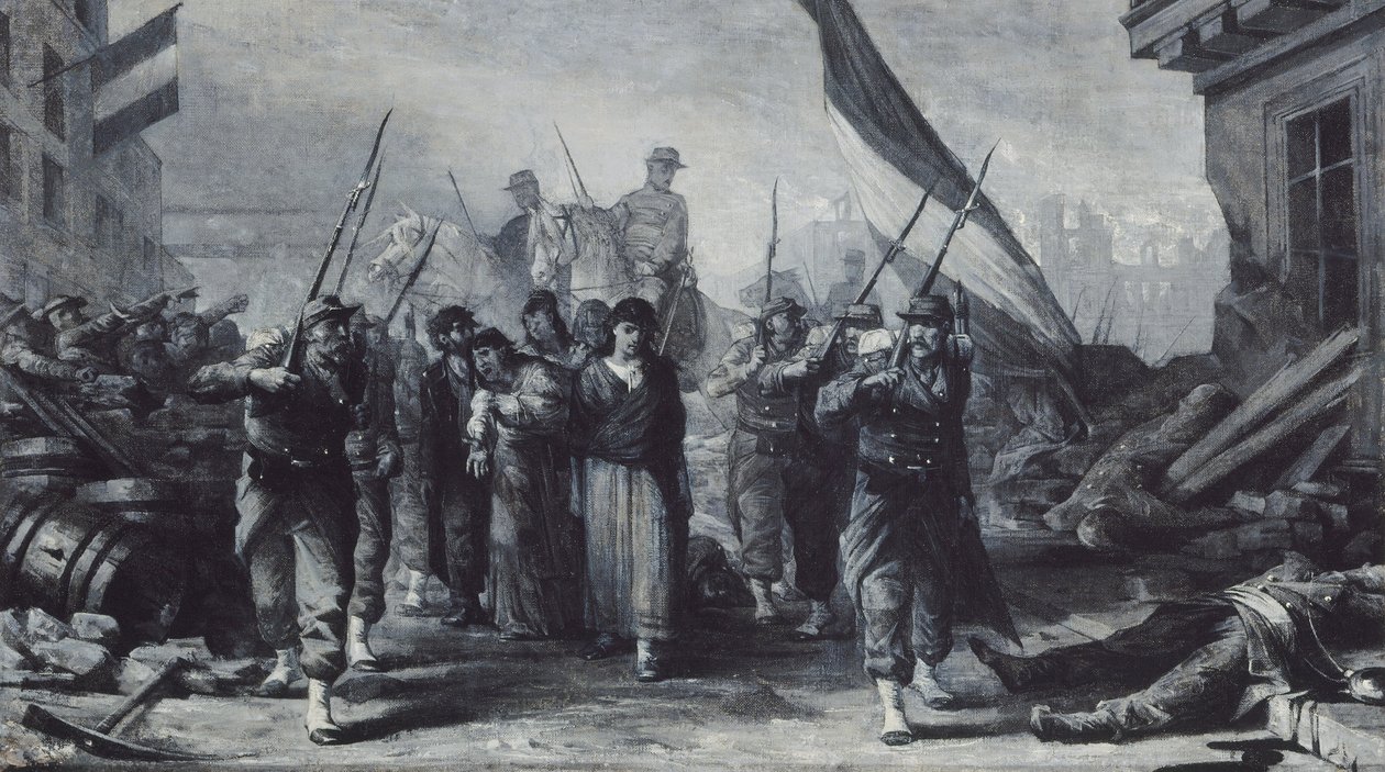 Hôtel de Villen tulipalo vuonna 1871, 1871 (öljy kankaalle) tekijältä Edouard Toudouze