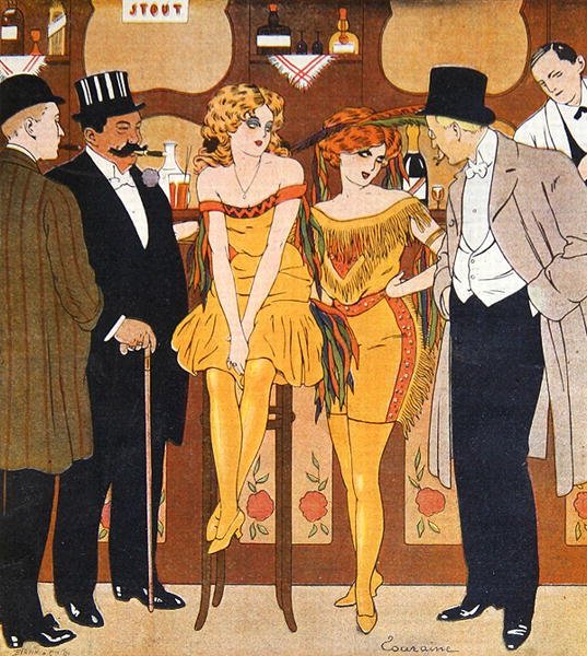 Karikatyyri prostituoiduista asiakkaidensa kanssa, Le Rire tekijältä Edouard Touraine