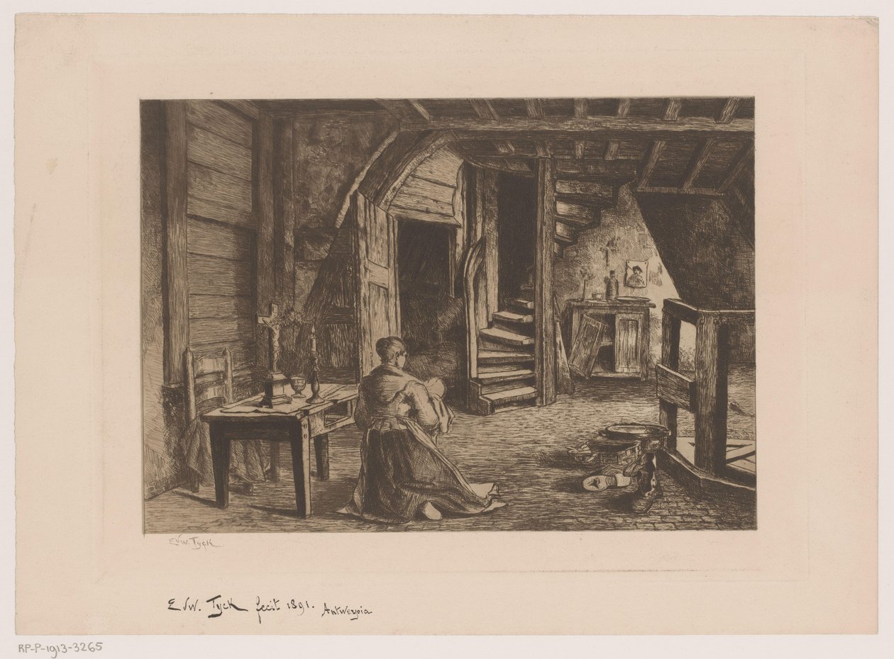 Ullakon sisustus tekijältä Edouard Tyck (signed by artist)