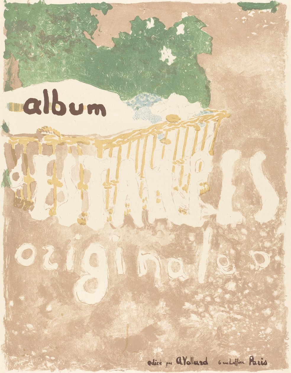 Vauva korissa ulkona (alkuperäisten tulosteiden albumin kansi) tekijältä Edouard Vuillard