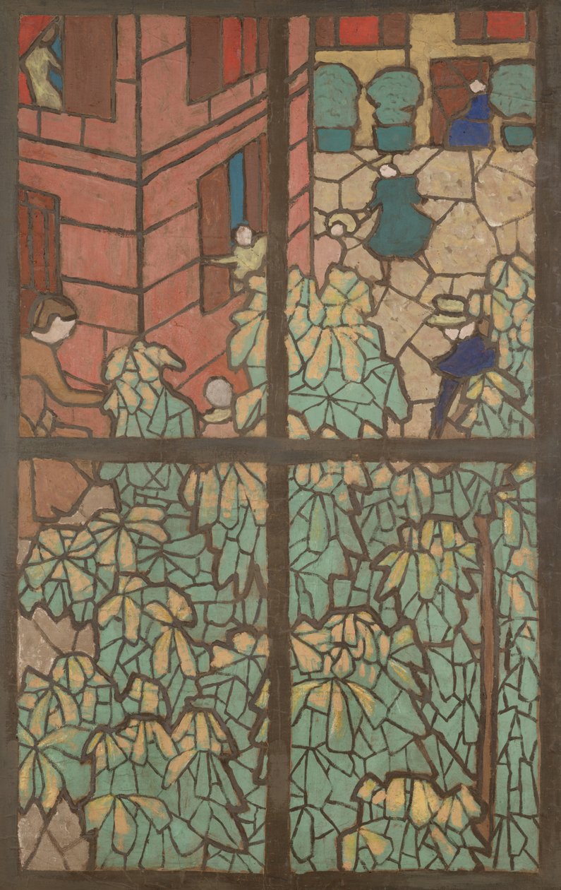 Kastanjapuut, sarjakuva Tiffany-lasimaalaukseen tekijältä Edouard Vuillard