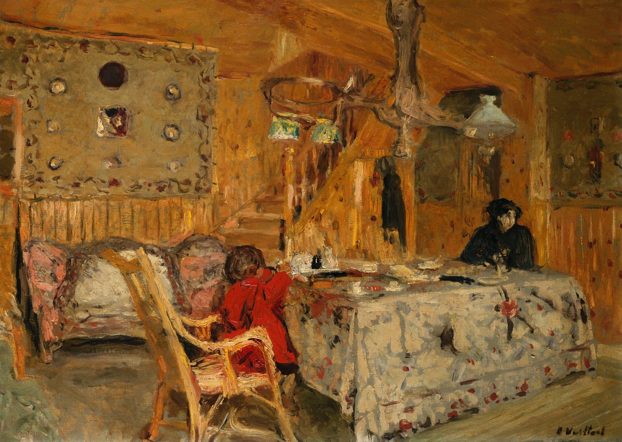 Denise Natanson ja Marcelle Aron Summer Housessa, Villervillessä, Normandiassa, n. 1910 tekijältä Edouard Vuillard