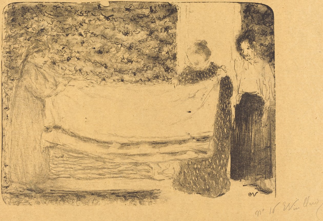 Liinavaatteiden taittaminen tekijältä Edouard Vuillard