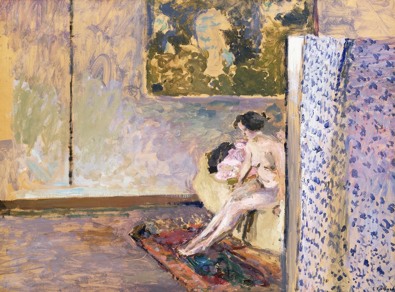 Bonnardin studiossa osoitteessa 60 Rue de Douai: Alaston ruudun ääressä; Bonnardin studiossa, 60 Rue de Douai: Nu au Paravent, tekijältä Edouard Vuillard