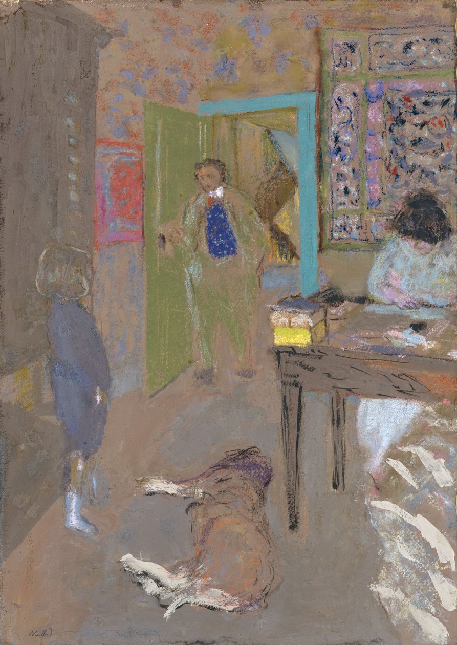 Saint-Jacutin sisätilat, 1909 (pastelli ja guassi paperille) tekijältä Edouard Vuillard