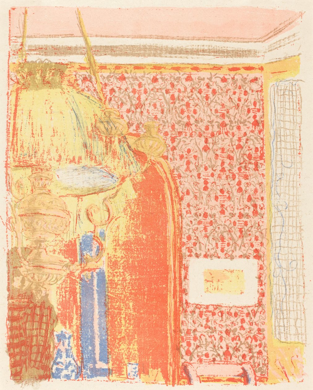 Sisustus vaaleanpunaisella tapetilla III tekijältä Edouard Vuillard