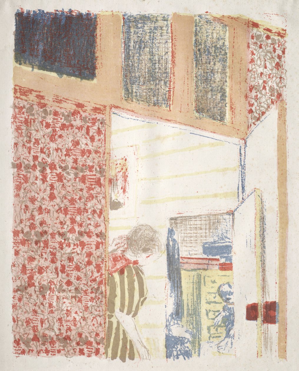 Sisustus vaaleanpunaisella tapetilla III tekijältä Edouard Vuillard