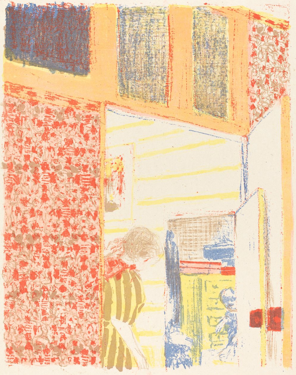 Sisustus vaaleanpunaisella tapetilla II tekijältä Edouard Vuillard