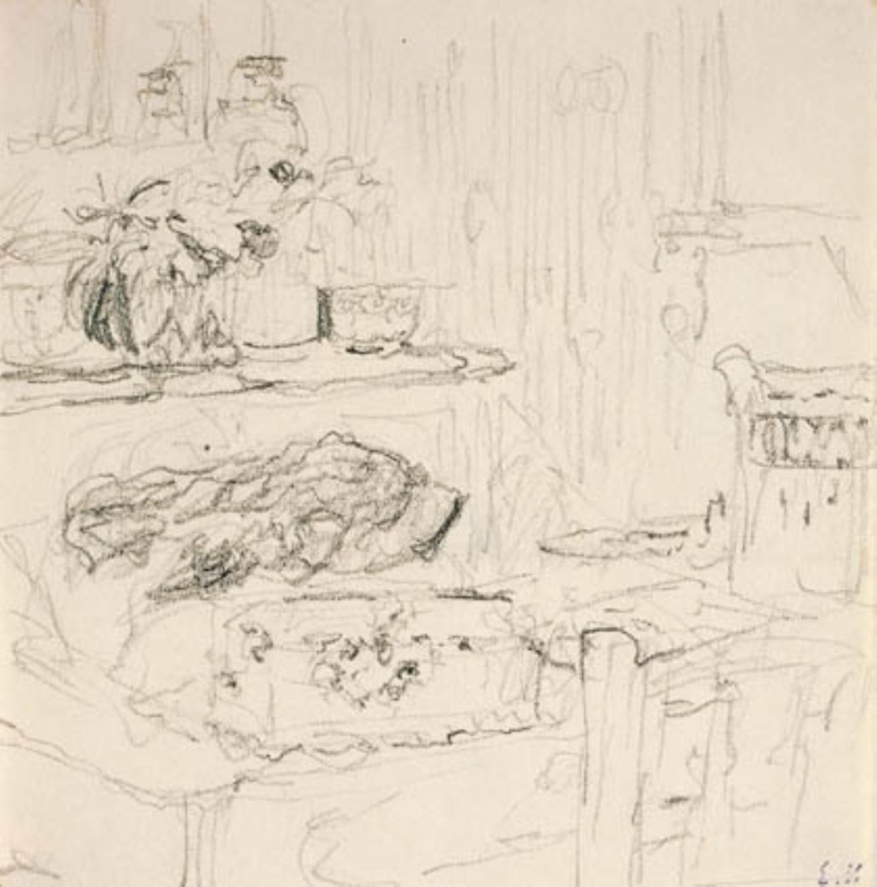 Sisustus neliömäisellä pöydällä tekijältä Edouard Vuillard