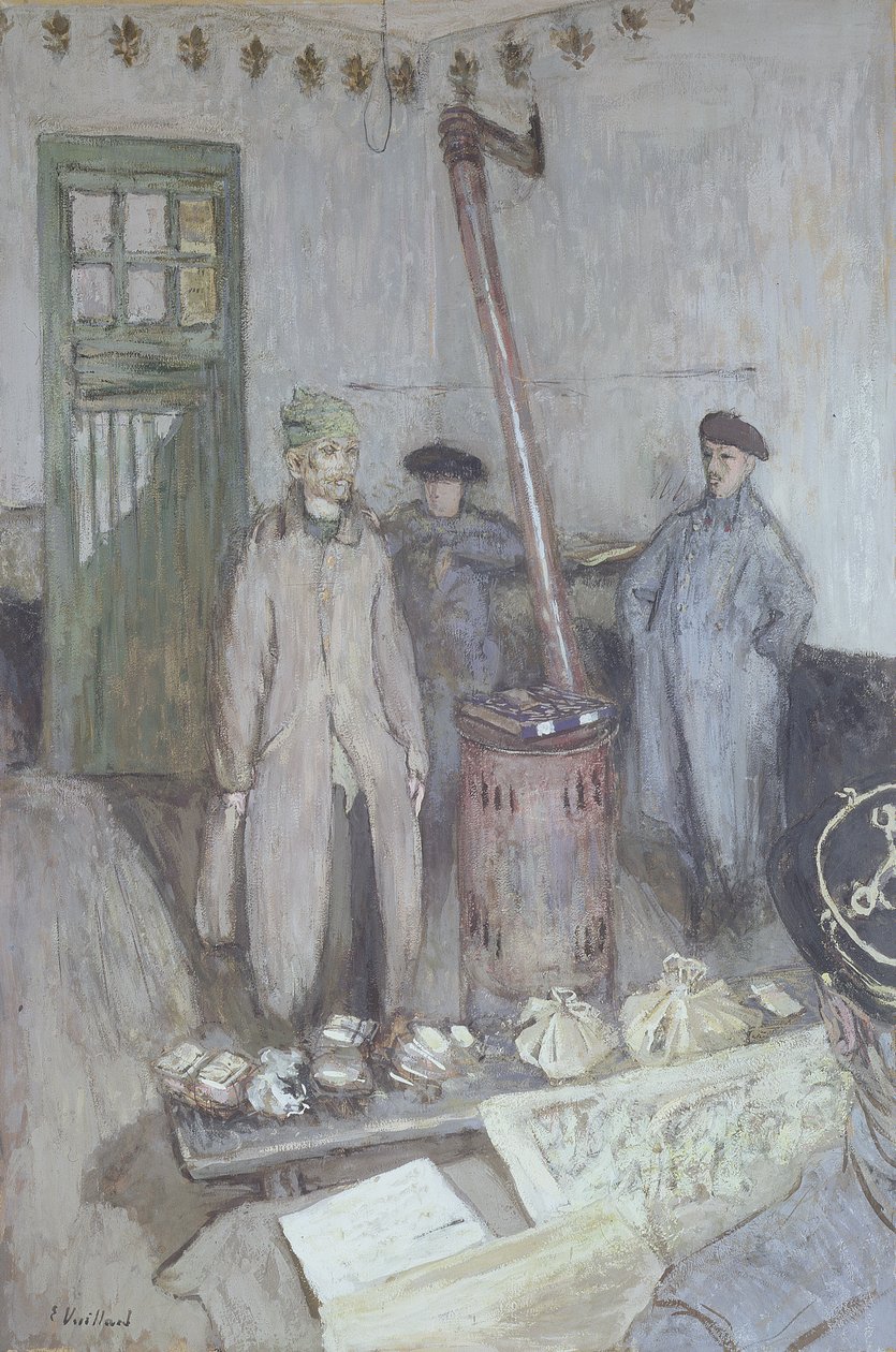 Ranskalaisen upseerin suorittama saksalaisen vangin kuulustelu, 1917 tekijältä Edouard Vuillard