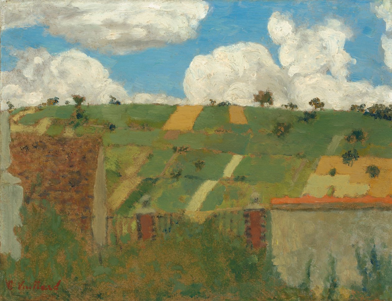 Ile-de-Francen maisema, n. 1894. tekijältä Edouard Vuillard