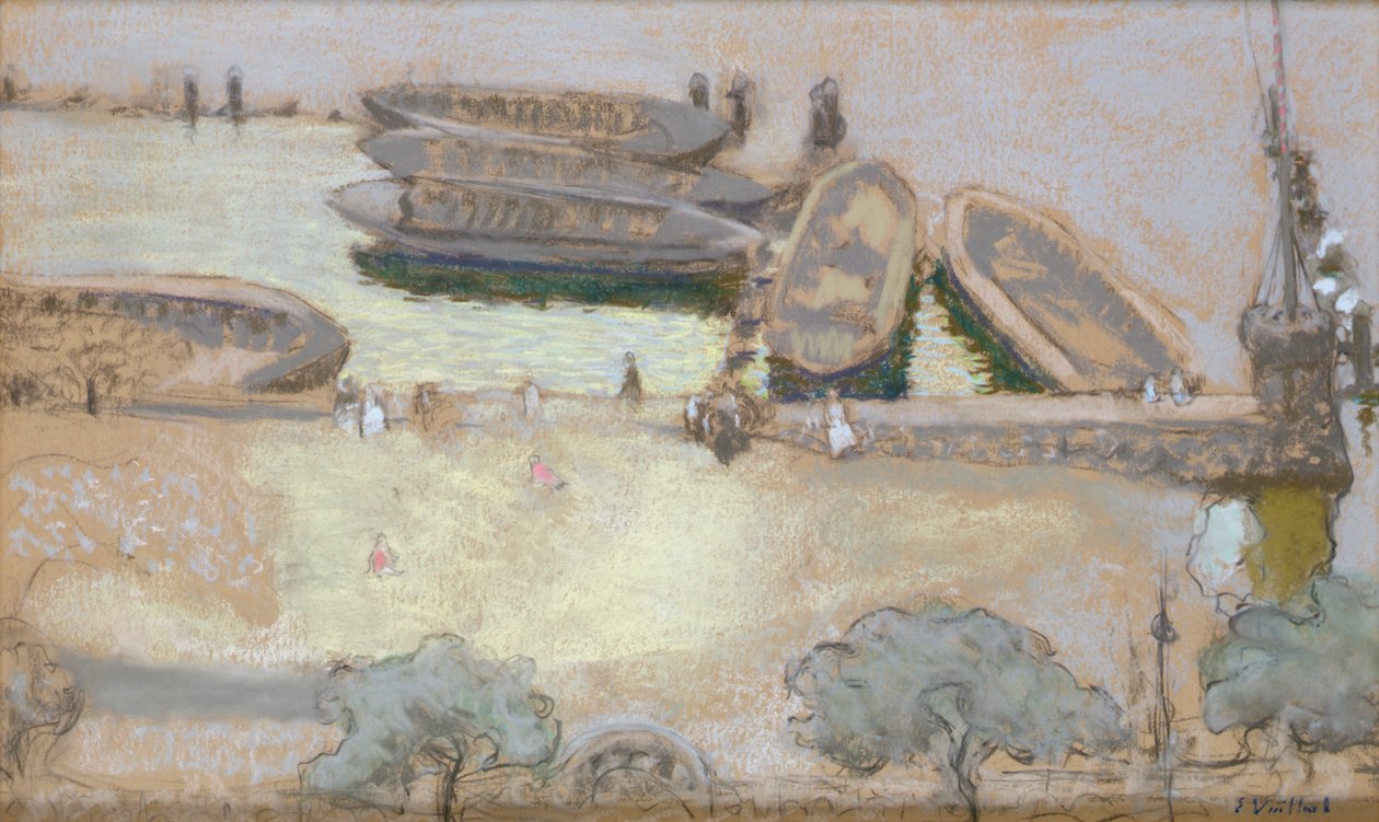 Loschplatz Aussenalsterilla, 1913 (pastelli kortilla) tekijältä Edouard Vuillard