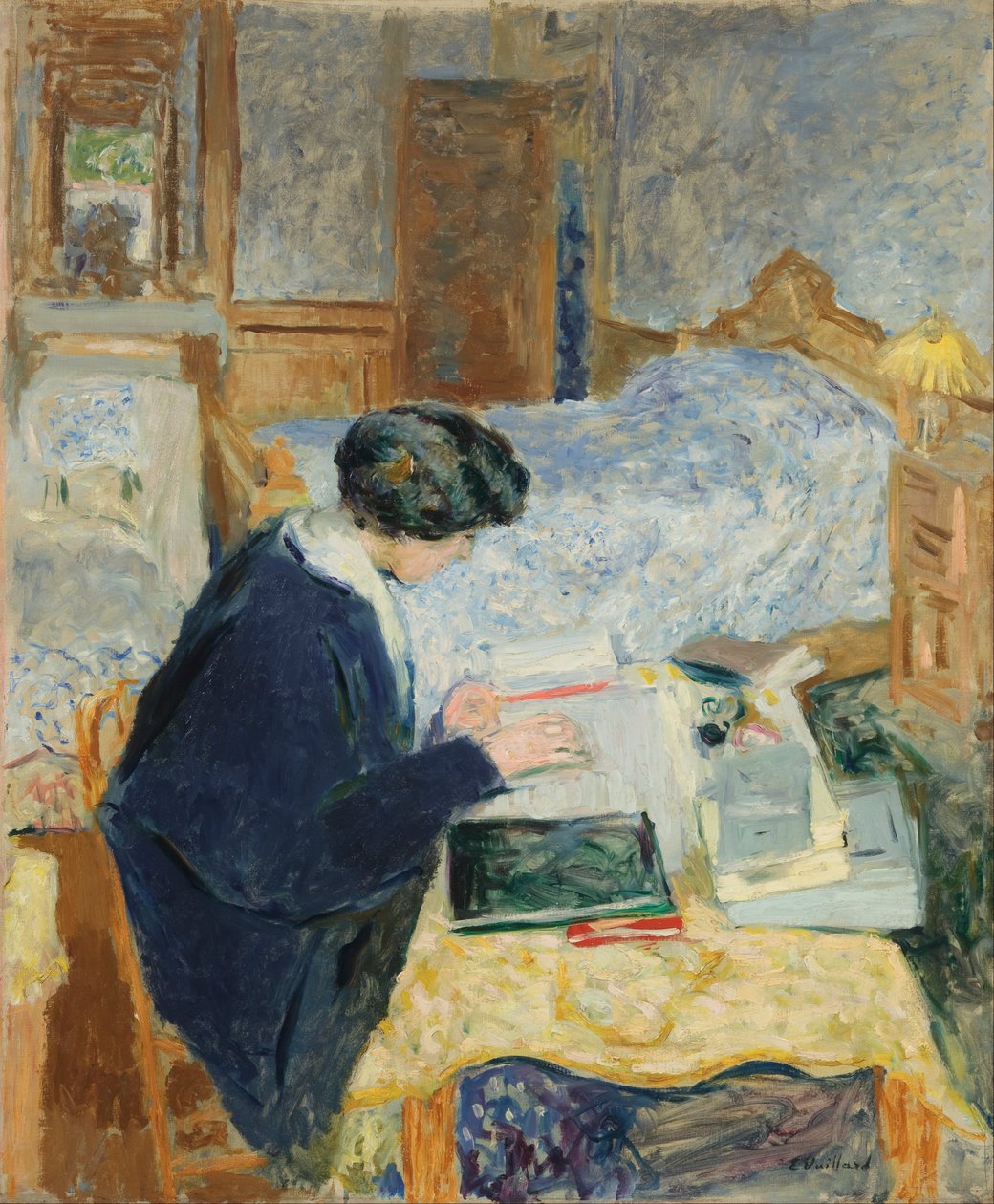 Lucy Hessel lukemassa tekijältä Edouard Vuillard