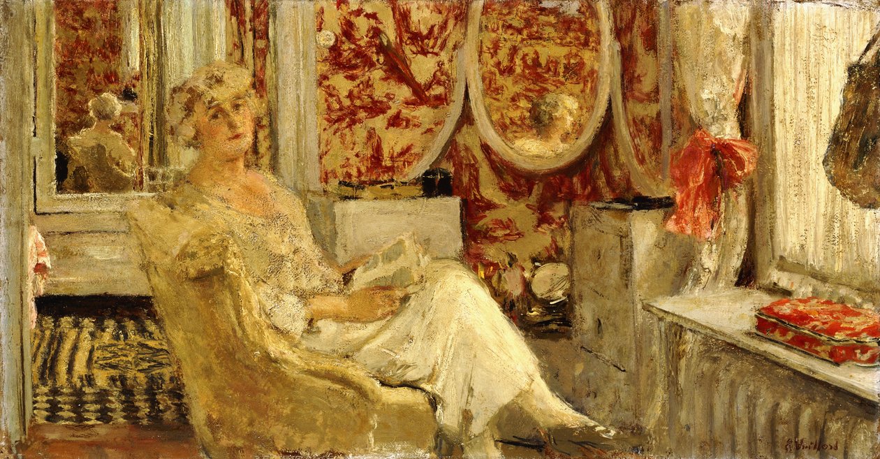 Lucy Hessel buduaarissa Cezannen kiinteistössä, Vaucresson, 1924 tekijältä Edouard Vuillard