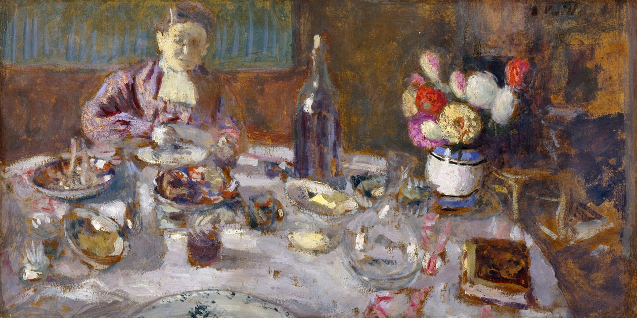 Lounas, 1901 (öljy pahville) tekijältä Edouard Vuillard