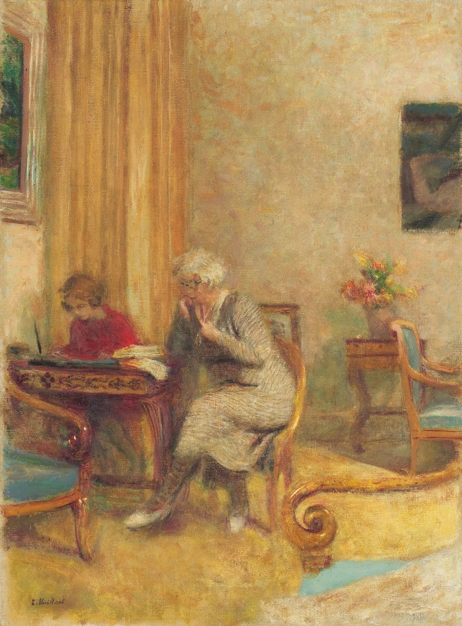 Madam Hessel ja Lulu Pienessä saven loungessa; Madame Hessel ja Lulu Les Clayesin pienessä salongissa, n. 1934-1935 tekijältä Edouard Vuillard