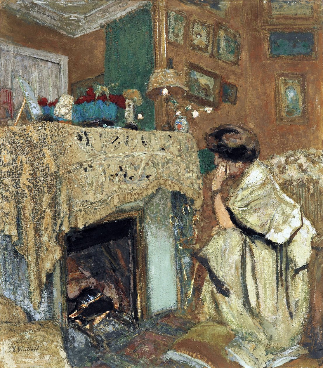 Madame Hessel (Lucy Hessell) takan ääressä - Peinture par Vuillard, Edouard (1868-1940) tekijältä Edouard Vuillard