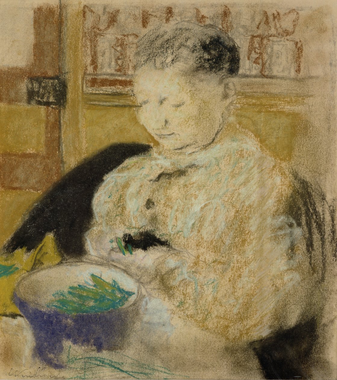 Madame Vuillard Podding Peas, 1905 tekijältä Edouard Vuillard
