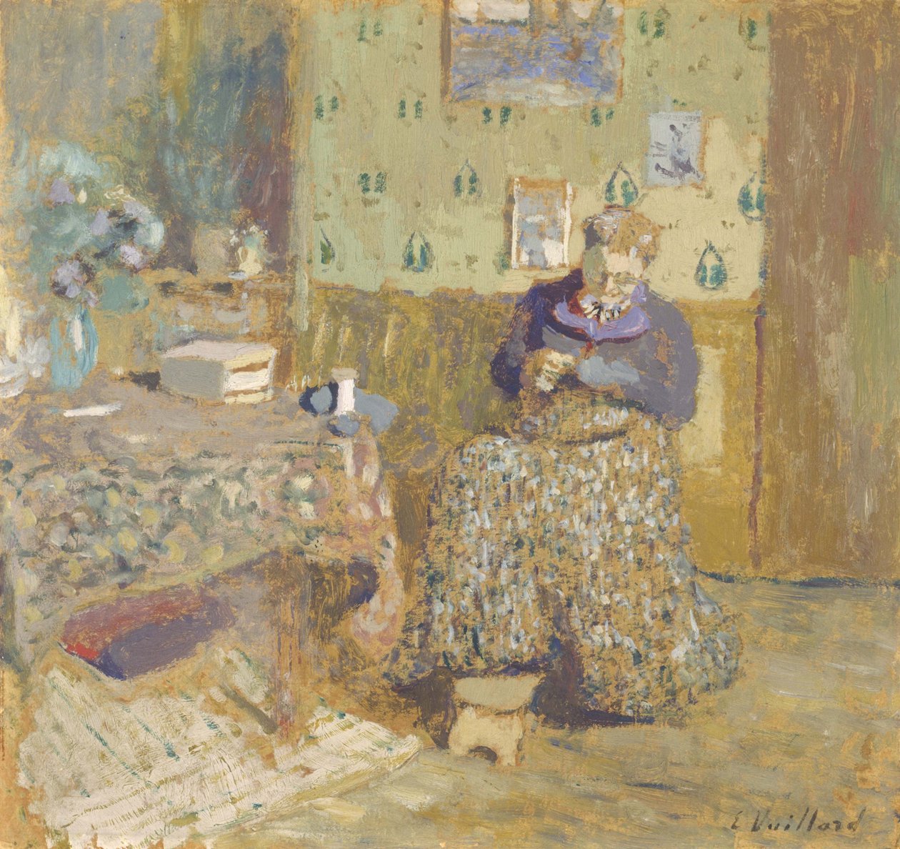 Madame Vuillard Ompelu, 1920 tekijältä Edouard Vuillard