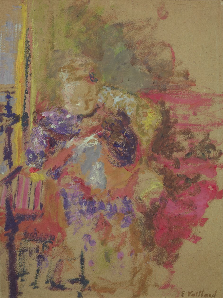 Madame Vuillard Ompelu, n. 1905 tekijältä Edouard Vuillard