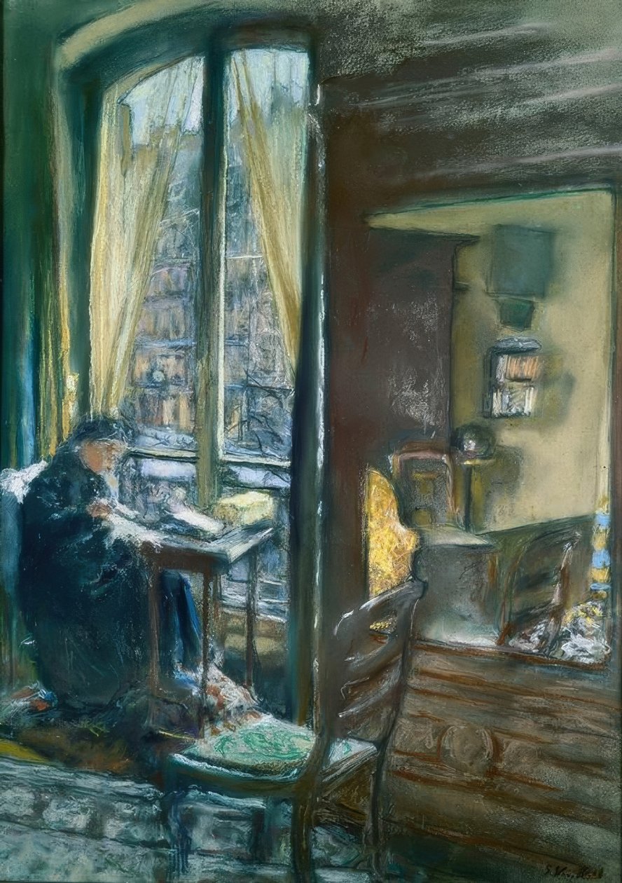 Madame Vuillard näht am Fenster, rue de Calais tekijältä Edouard Vuillard