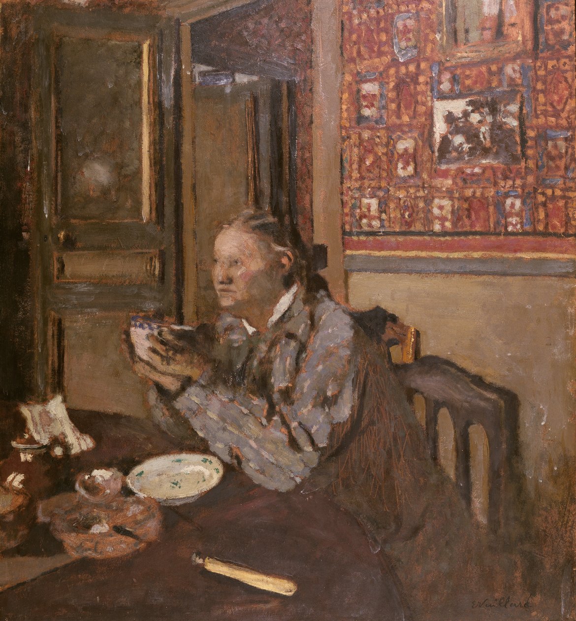 Madame Vuillard kulholla, 1898 tekijältä Edouard Vuillard