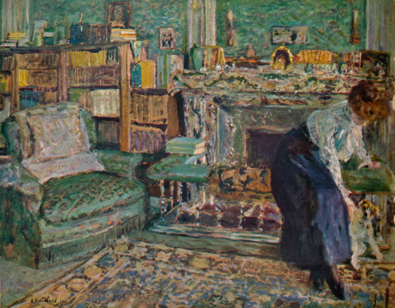 Marguerite Chapin asunnossaan koiransa kanssa, 1910 tekijältä Edouard Vuillard