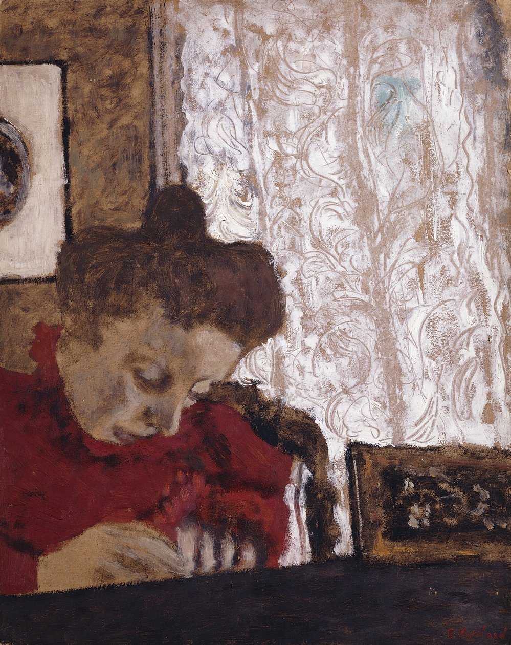 Marie Vuillard kirjoittaminen; Marie Vuillardin kirjoitus, n. 1895 tekijältä Edouard Vuillard