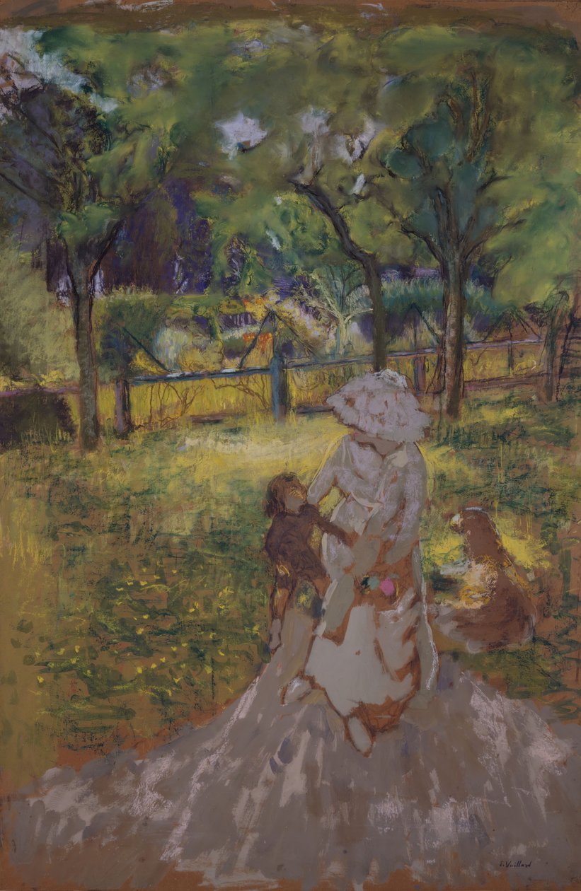 Äiti ja lapsi hedelmätarhan aamupuutarhassa, 1909-1911. tekijältä Edouard Vuillard