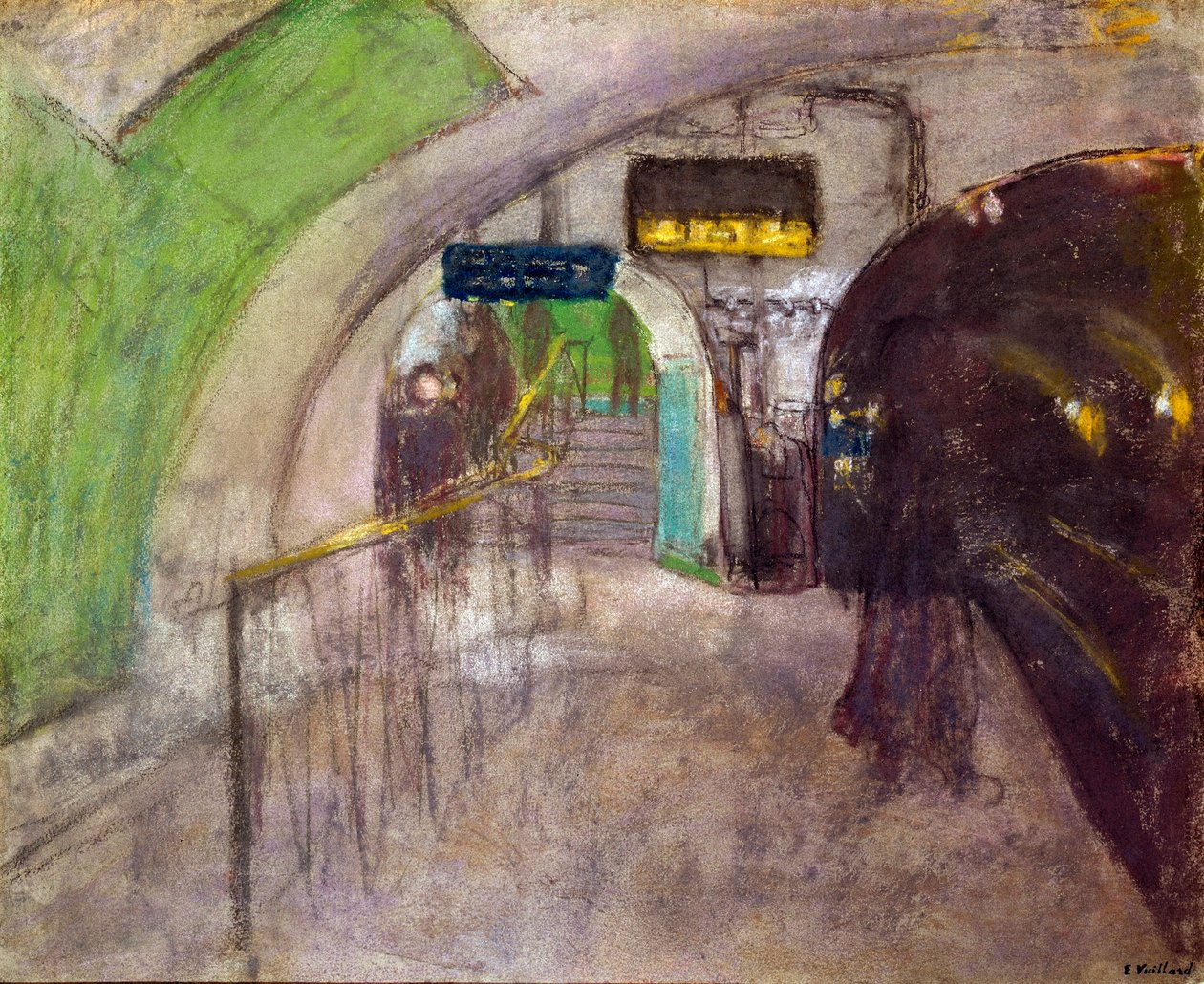 Metroasema Näkymä maanalaiseen telakkaan, 1900-luku (maalaus) tekijältä Edouard Vuillard