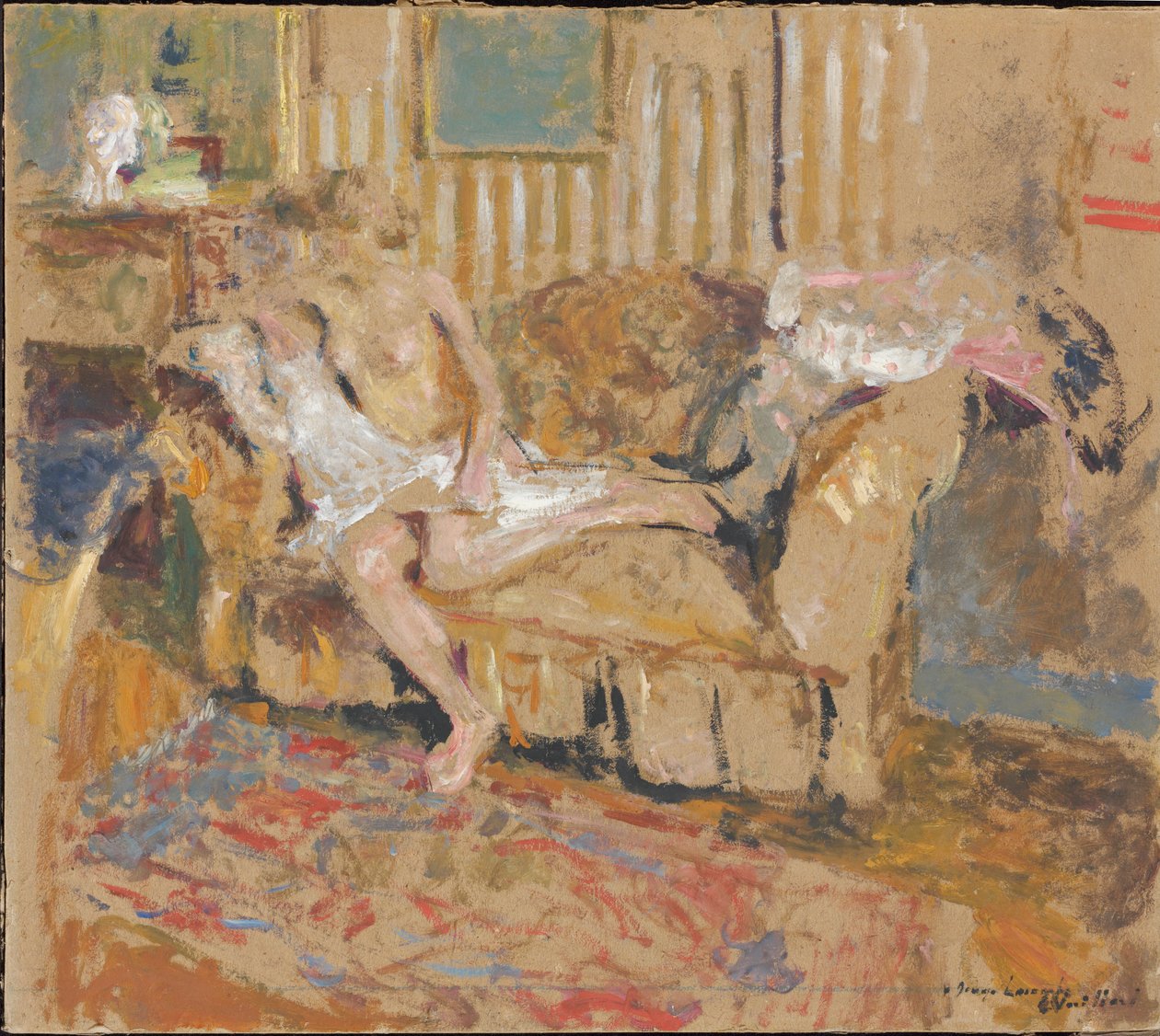 Alaston raidallinen salonki, n. 1905. tekijältä Edouard Vuillard