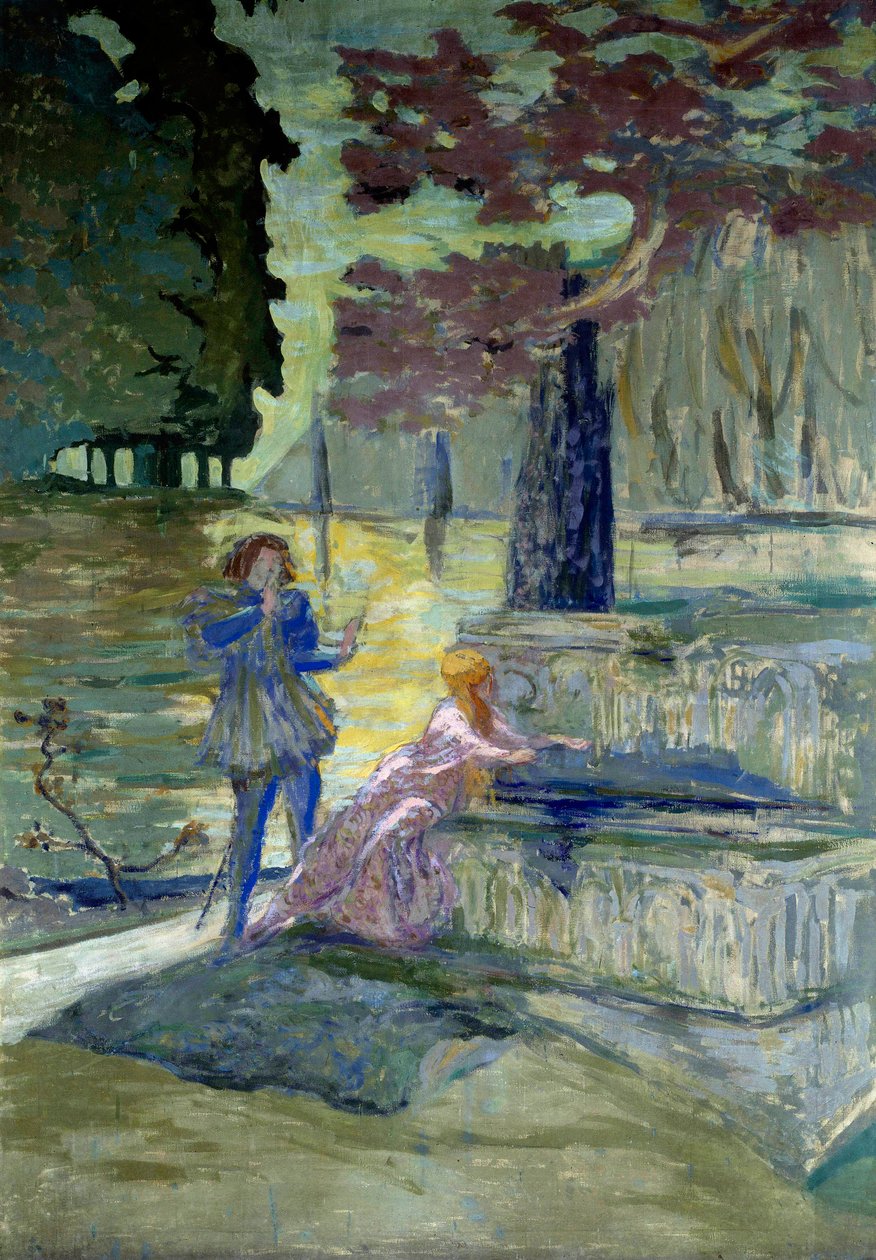 Pelleas et Melisande Kuvitus Claude Debussyn (1862-1918) samannimiseen oopperaan. Edouard Vuillardin (1868-1940) maalaus 1900-luvun Pariisi, Champs Elysées
