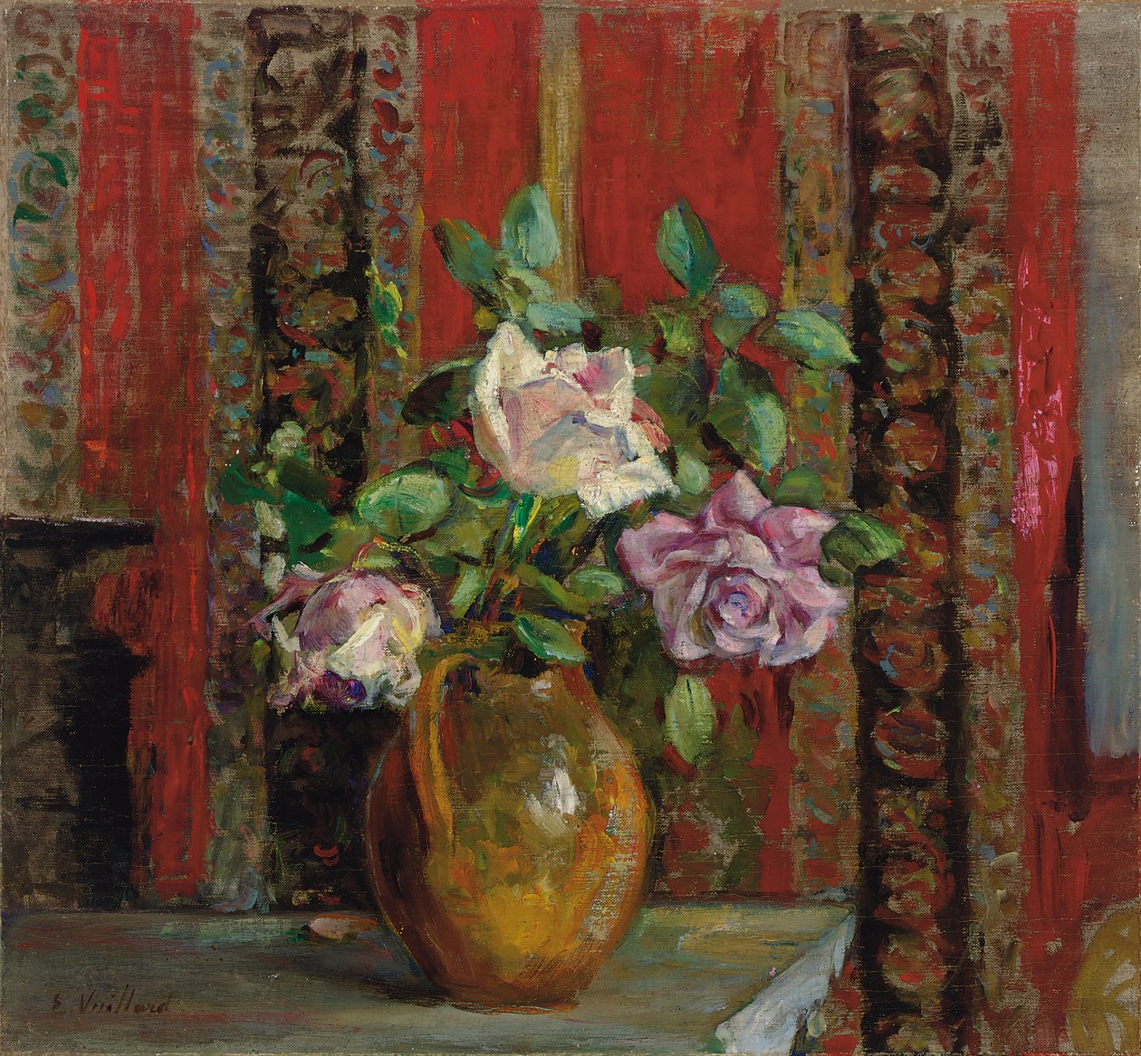 Ruusuja kannussa; Ruusuja kannussa, n. 1905 tekijältä Edouard Vuillard