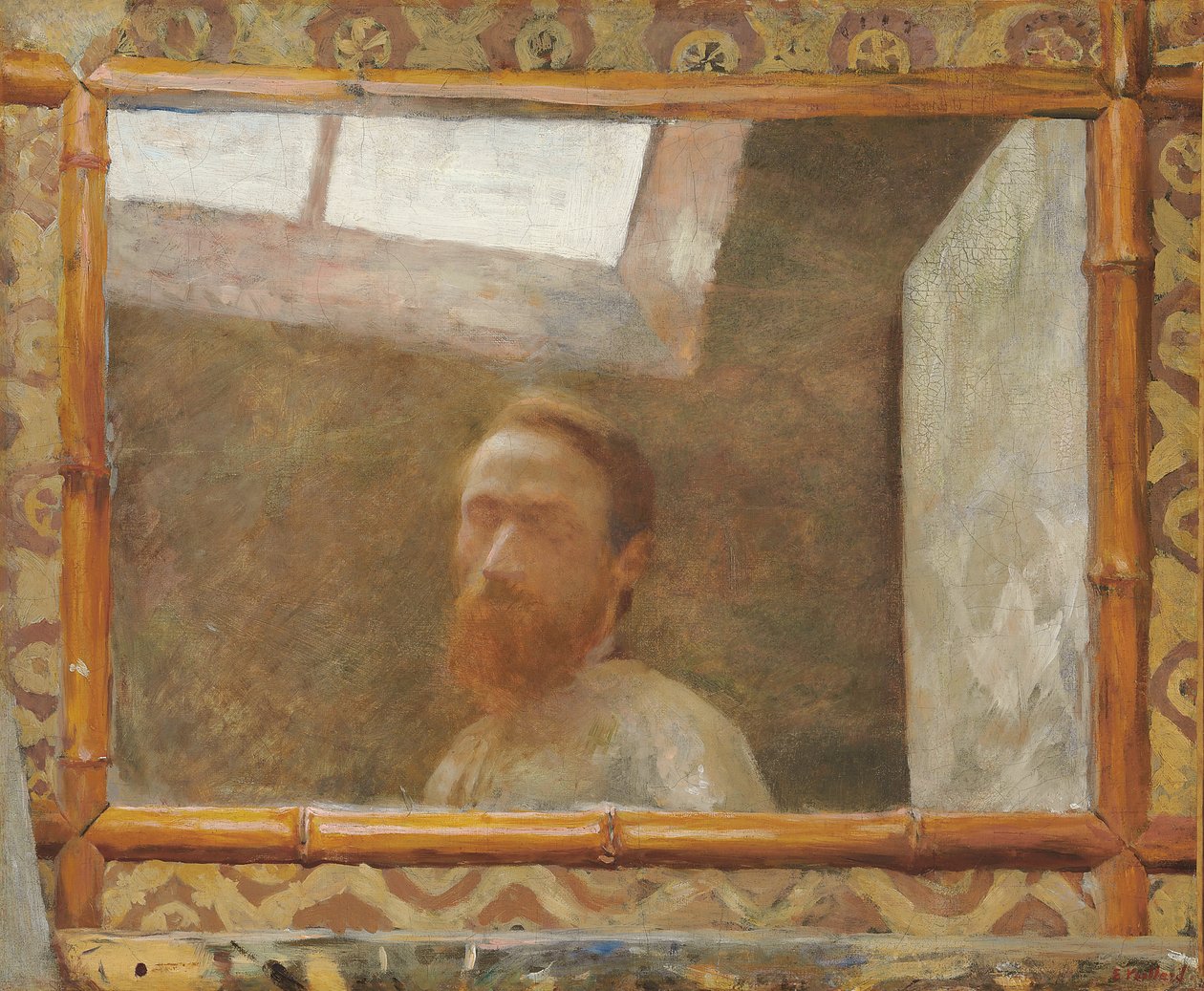 Omakuva bambupeilillä; Omakuva bambupeilillä, n. 1890 tekijältä Edouard Vuillard
