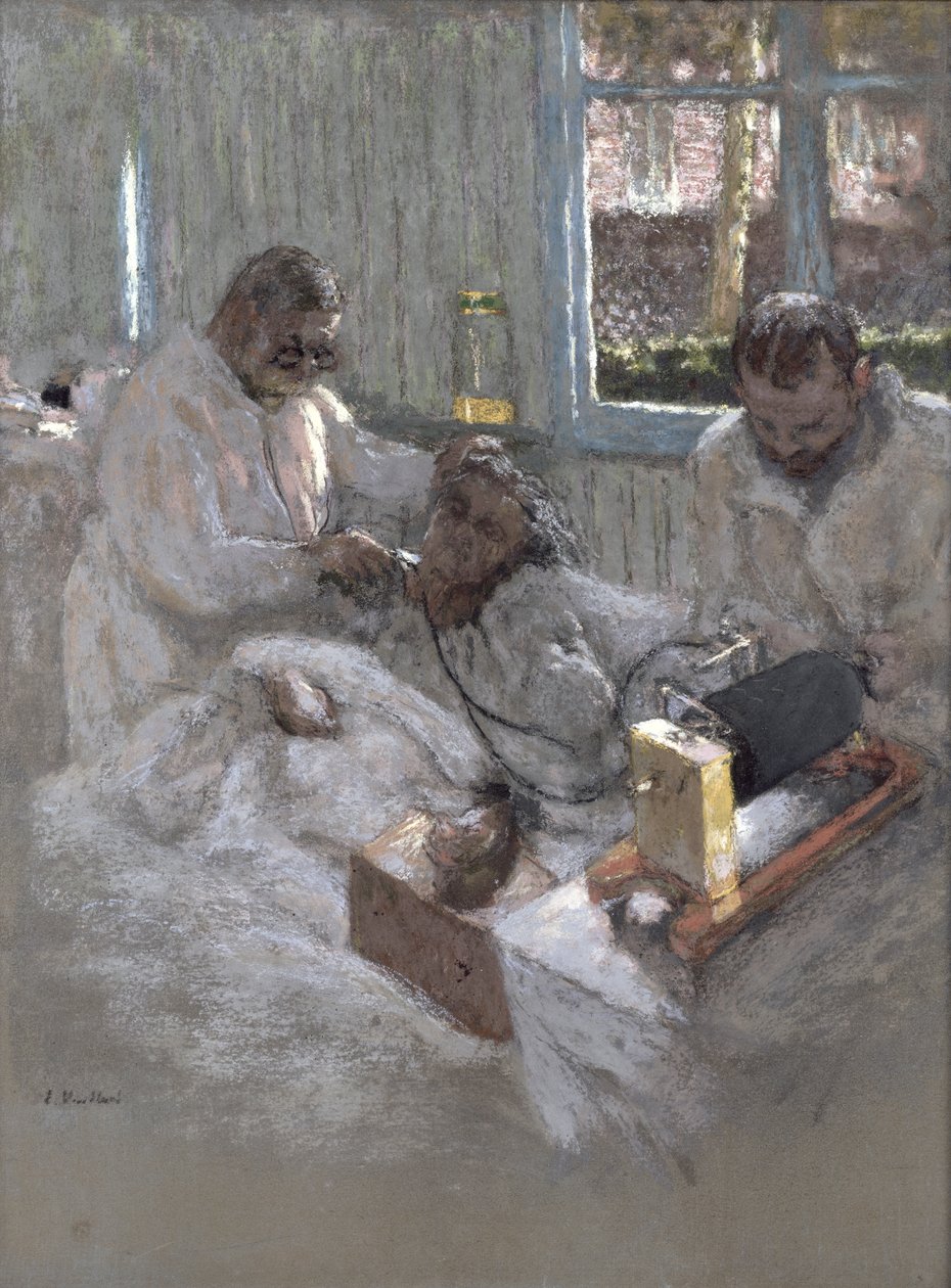 Kardiologi Henri Vaquez (1860-1936) ja hänen assistenttinsa, tohtori Parvu, la Pitiessä, n. 1918-21 (pastelli paperille) tekijältä Edouard Vuillard