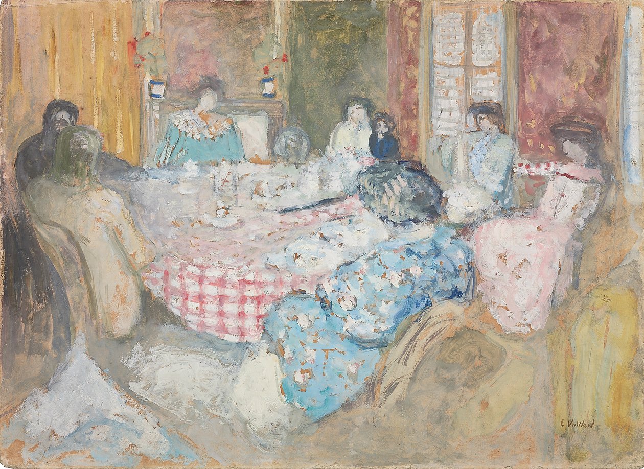 Ruudullinen pöytäliina; La nappe a carreaux, 1910 tekijältä Edouard Vuillard