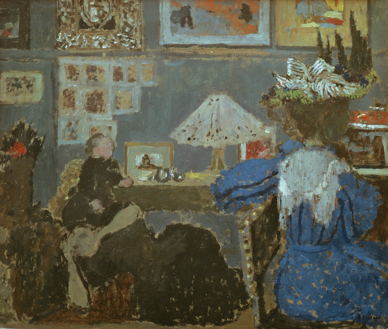 Nainen sinisessä, 1890 (öljy kortille) tekijältä Edouard Vuillard