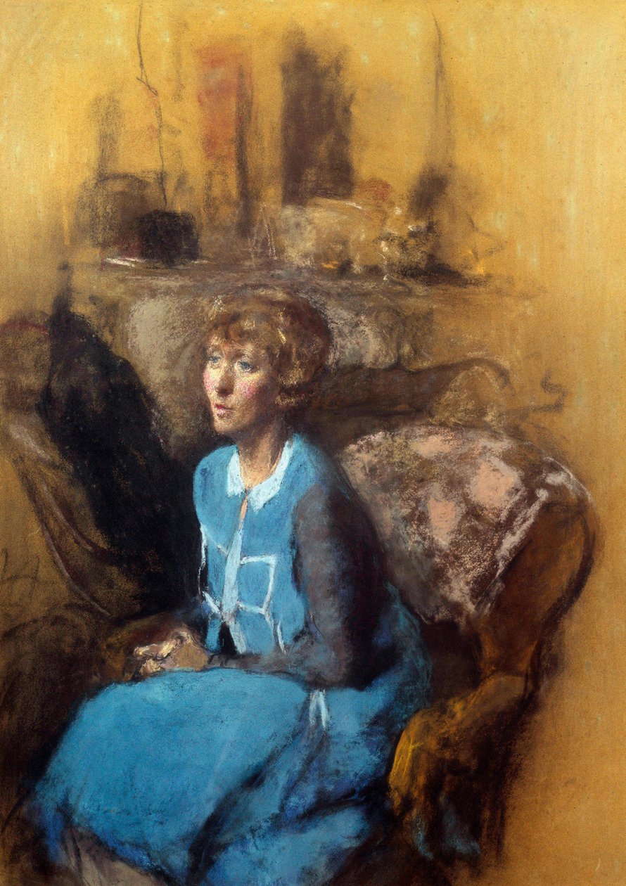 Sininen mekko, 1900-luku (akvarelli) tekijältä Edouard Vuillard
