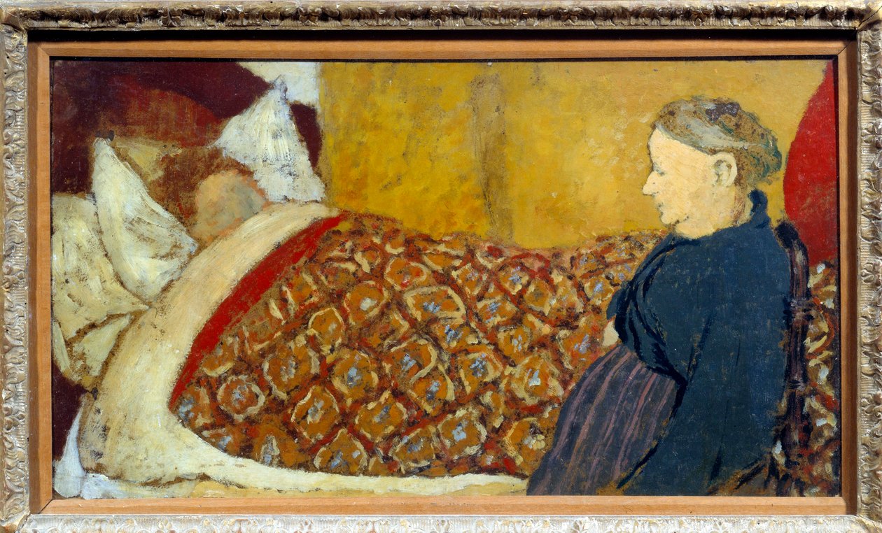 Kehtolaulu Isoäiti laulaa kehtolaulua tai kertoo tarinan lapselle nukkumaan. Kartonkimaroufle puupaneelissa Parque d"Edouard Vuillard tekijältä Edouard Vuillard