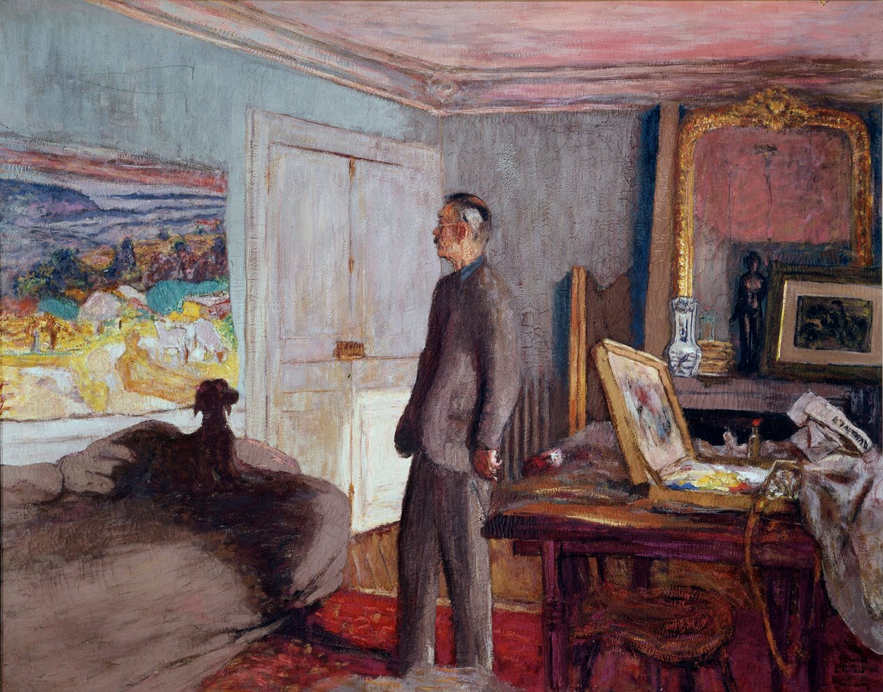 Taidemaalari Pierre Bonnard (1867-1947) kotona (öljy kankaalle) tekijältä Edouard Vuillard