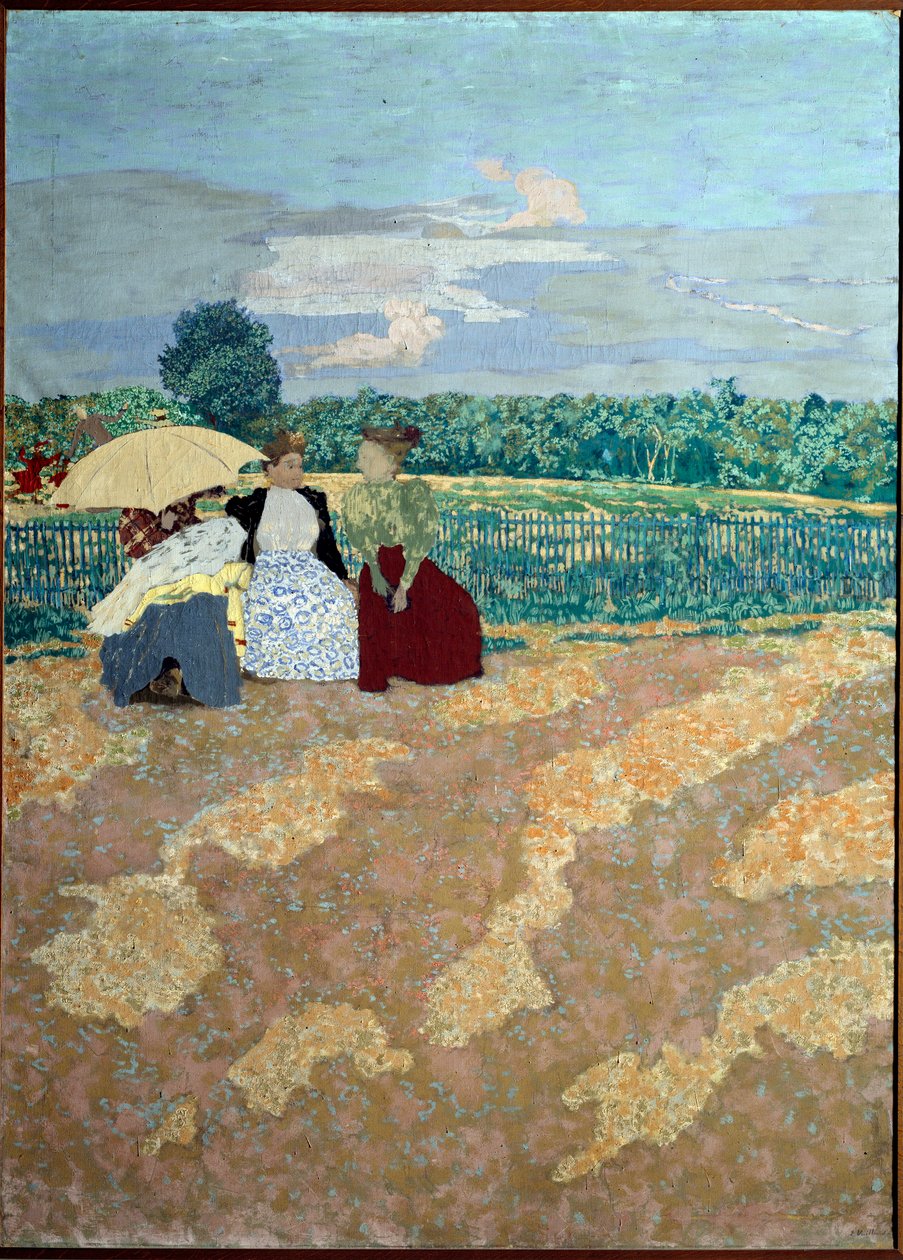 Julkiset puutarhat: keskustelu (keskellä) (yksityiskohta triptyykistä) tekijältä Edouard Vuillard