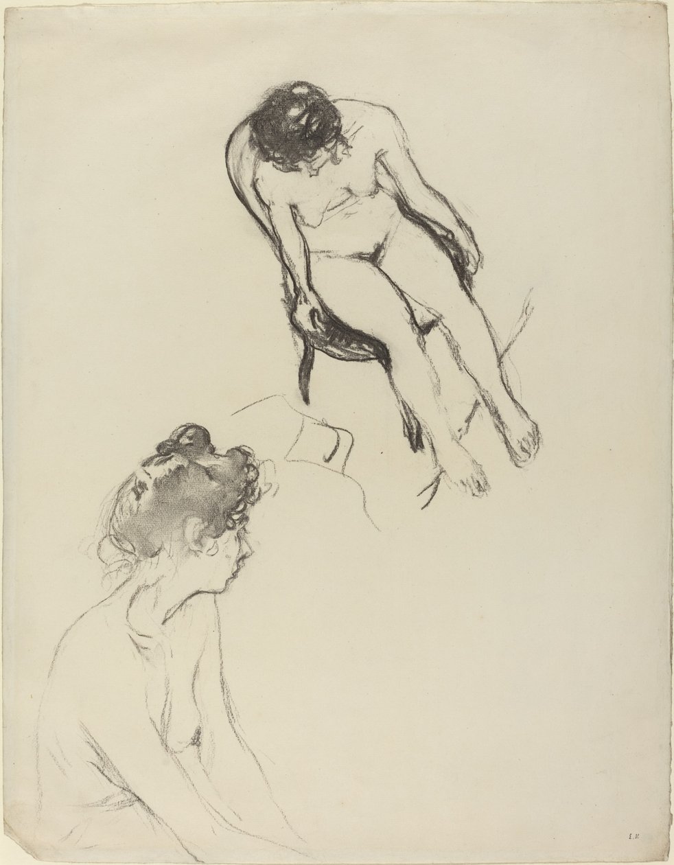 Kaksi alastonhahmotutkimusta, mahdollisesti 19001905. tekijältä Edouard Vuillard
