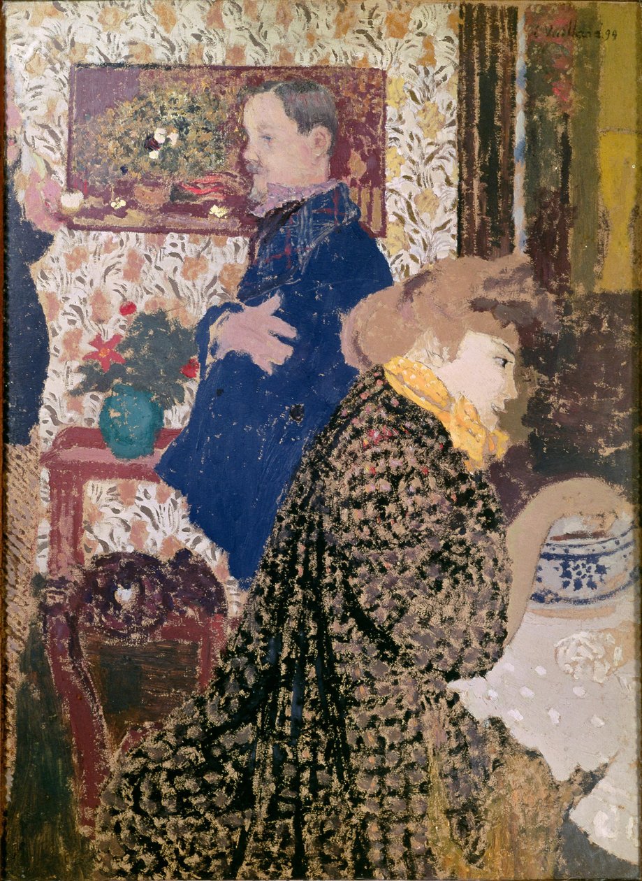 Vallotton ja Misia Rue Saint-Florentinin ruokasalissa tekijältä Edouard Vuillard