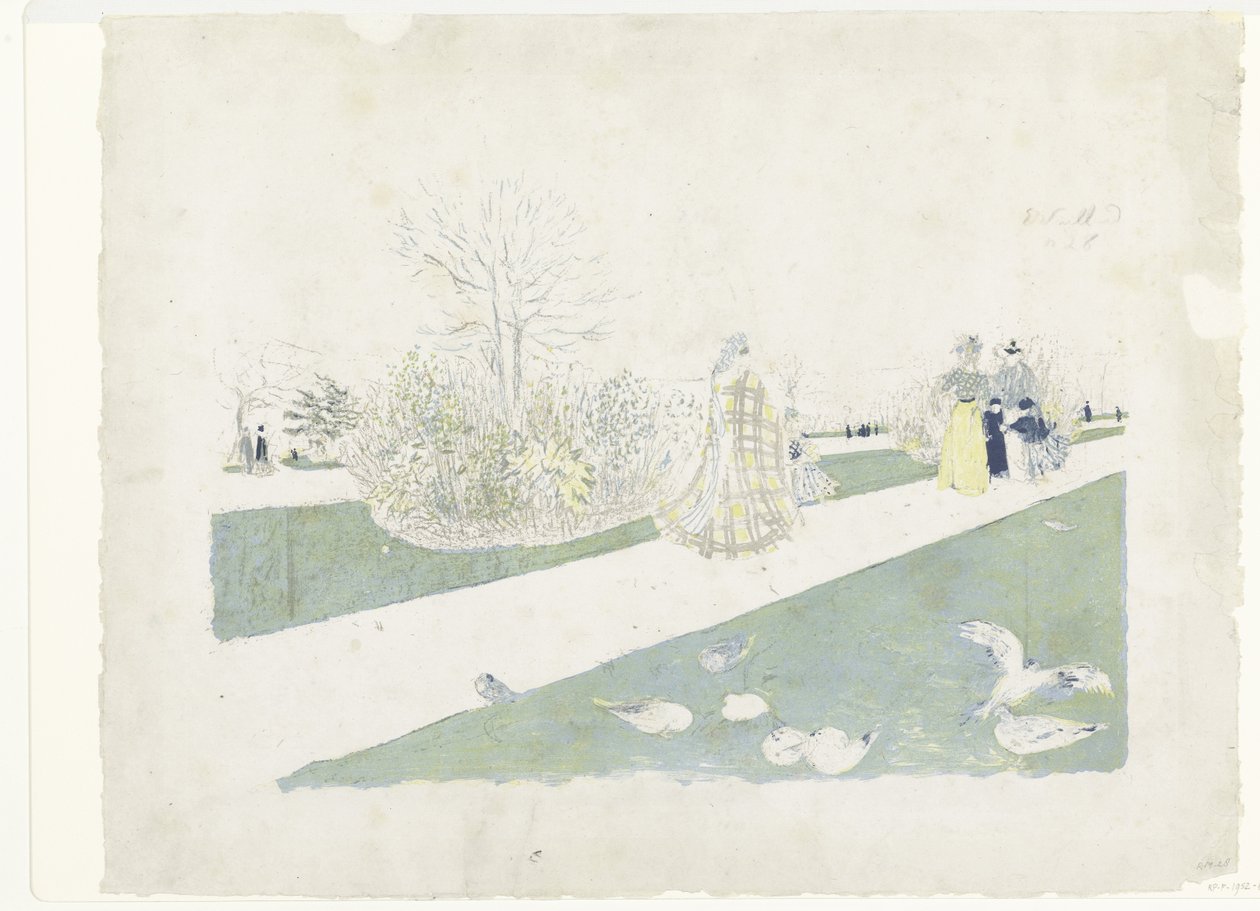 Vaeltajia Tuileries-puistossa Pariisissa Le Jardin des Tuileries tekijältä Edouard Vuillard